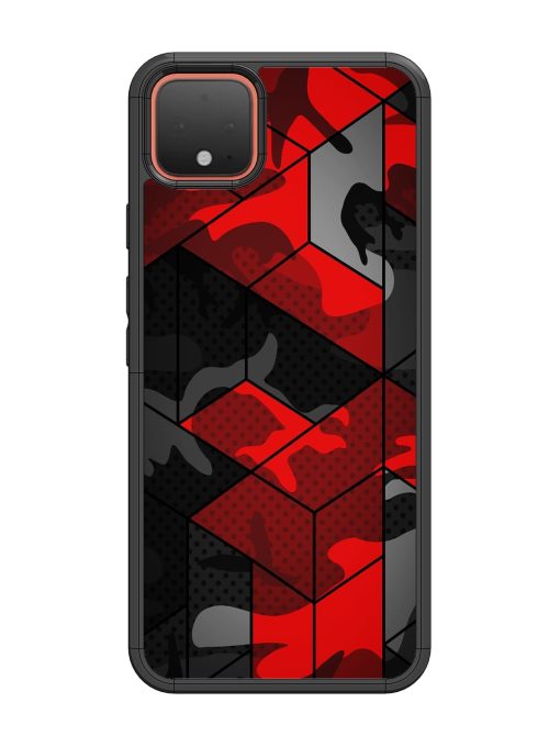 Royal Red Camouflage Pattern Glossy Metal Phone Cover for Google Pixel 4