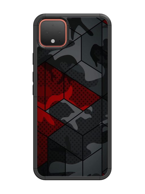 Red And Grey Pattern Glossy Metal Phone Cover for Google Pixel 4