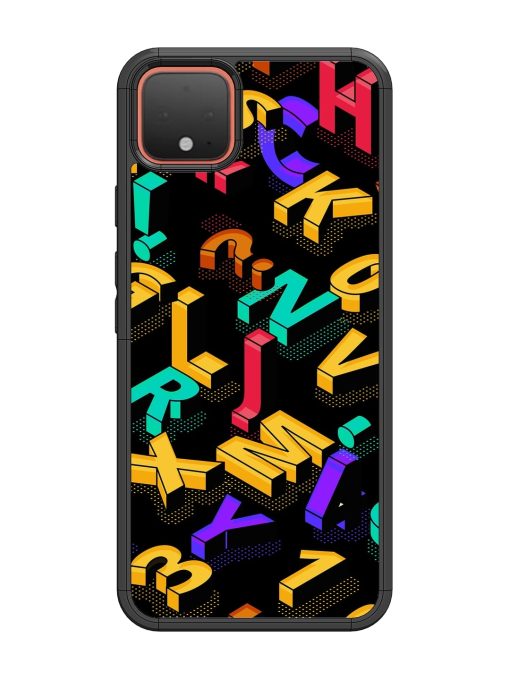 Seamless Pattern With Letters Glossy Metal Phone Cover for Google Pixel 4