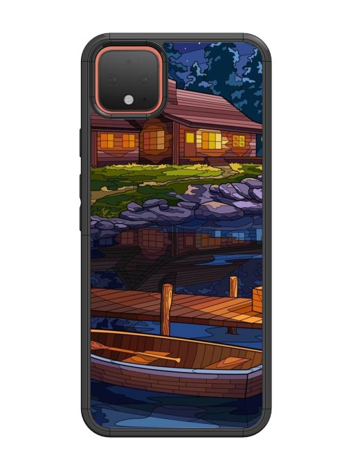 Village Night Scene Glossy Metal Phone Cover for Google Pixel 4 Zapvi