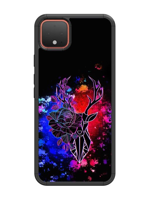 Floral Deer Art Glossy Metal Phone Cover for Google Pixel 4