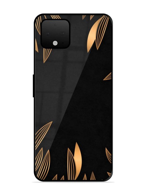 Golden Leaf Pattern Glossy Metal Phone Cover for Google Pixel 4 Xl