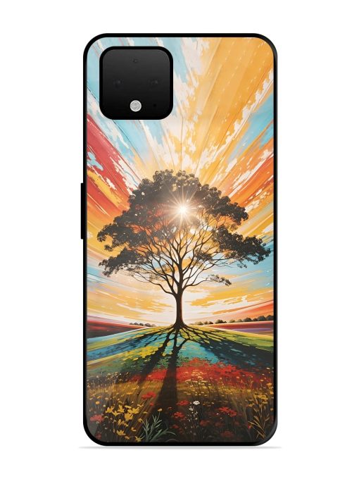 Abstract Tree Colorful Art Glossy Metal Phone Cover for Google Pixel 4 Xl