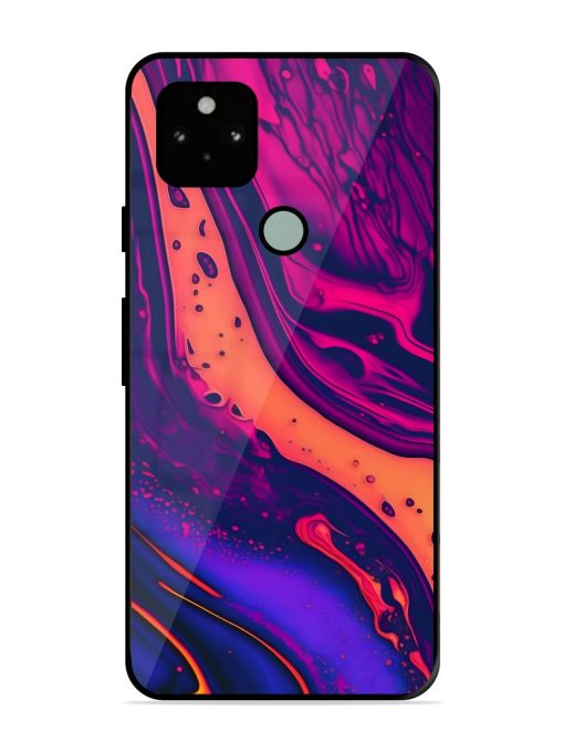 Fluid Blue Pink Art Glossy Metal Phone Cover for Google Pixel 5 Zapvi