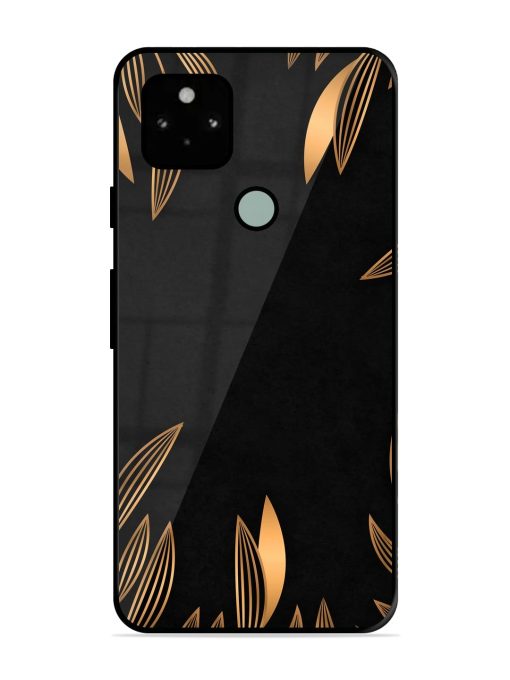 Golden Leaf Pattern Glossy Metal Phone Cover for Google Pixel 5 Zapvi