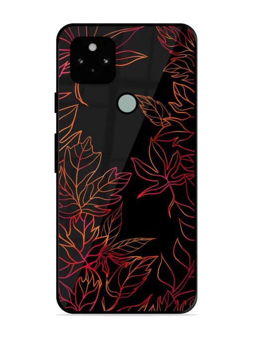 Red Floral Pattern Glossy Metal Phone Cover for Google Pixel 5 Zapvi