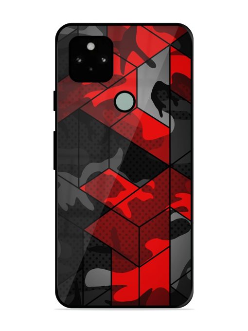 Royal Red Camouflage Pattern Glossy Metal Phone Cover for Google Pixel 5 Zapvi