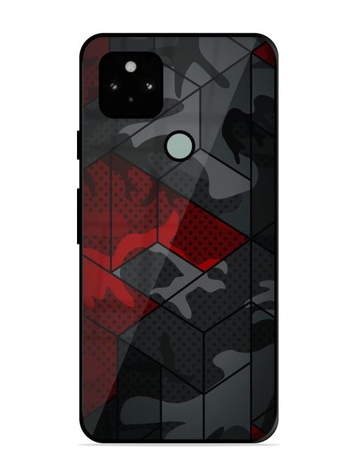 Red And Grey Pattern Glossy Metal Phone Cover for Google Pixel 5