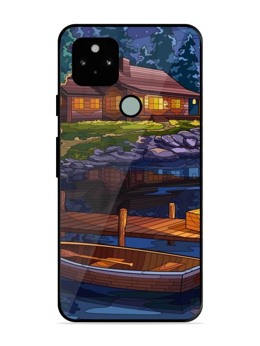 Village Night Scene Glossy Metal Phone Cover for Google Pixel 5 Zapvi