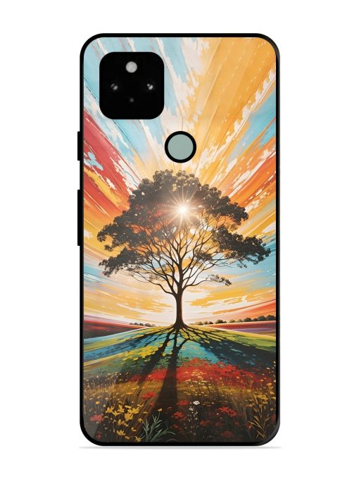 Abstract Tree Colorful Art Glossy Metal Phone Cover for Google Pixel 5