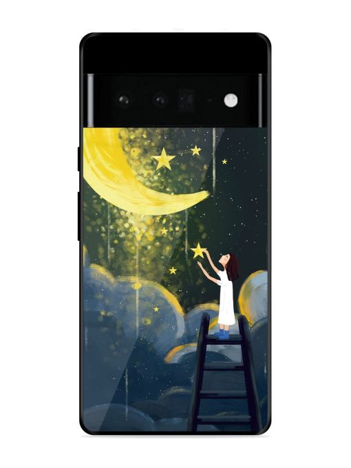 Moonlight Healing Night Illustration Glossy Metal TPU Phone Cover for Google Pixel 6 Pro