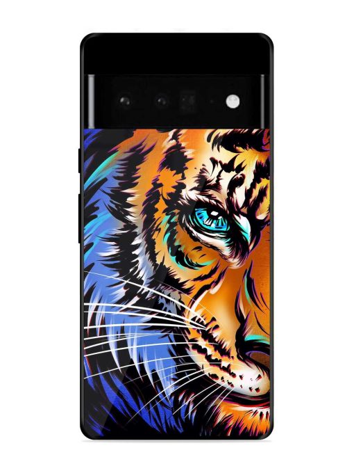 Colorful Lion Art Glossy Metal Phone Cover for Google Pixel 6 Pro