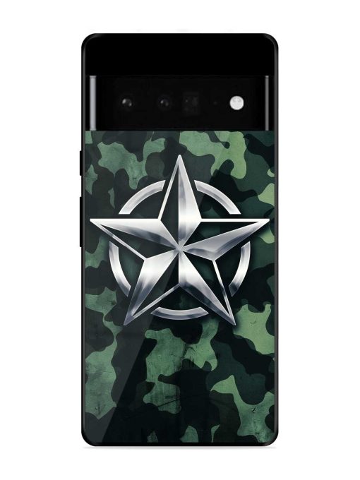 Indian Army Star Design Glossy Metal Phone Cover for Google Pixel 6 Pro