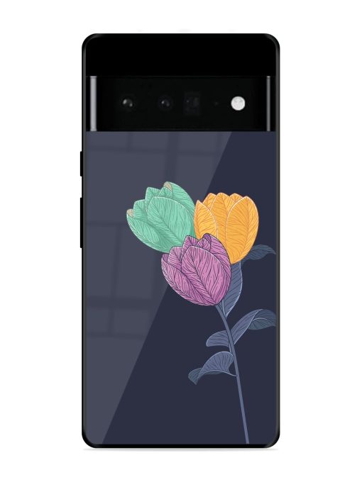 Flower Vector Glossy Metal Phone Cover for Google Pixel 6 Pro