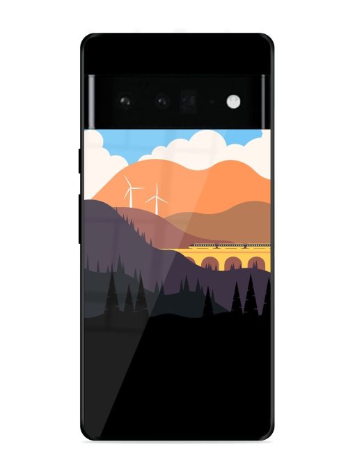 Minimal Mountain Vector Glossy Metal Phone Cover for Google Pixel 6 Pro