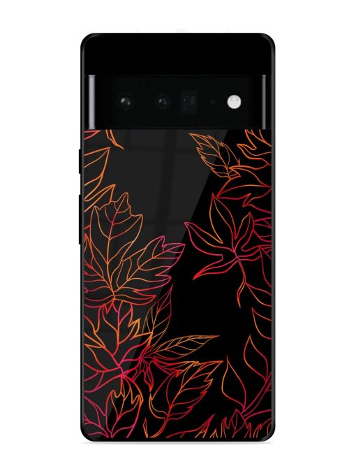 Red Floral Pattern Glossy Metal Phone Cover for Google Pixel 6 Pro