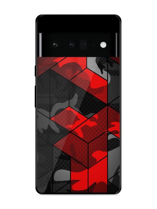 Royal Red Camouflage Pattern Glossy Metal Phone Cover for Google Pixel 6 Pro