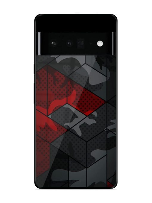 Red And Grey Pattern Glossy Metal Phone Cover for Google Pixel 6 Pro