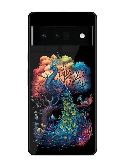 Peacock Tree Art Glossy Metal Phone Cover for Google Pixel 6 Pro