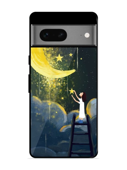 Moonlight Healing Night Illustration Glossy Metal TPU Phone Cover for Google Pixel 7 Zapvi