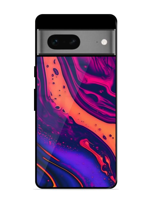 Fluid Blue Pink Art Glossy Metal Phone Cover for Google Pixel 7 Zapvi