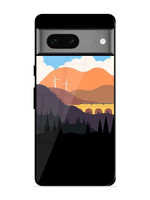 Minimal Mountain Vector Glossy Metal Phone Cover for Google Pixel 7