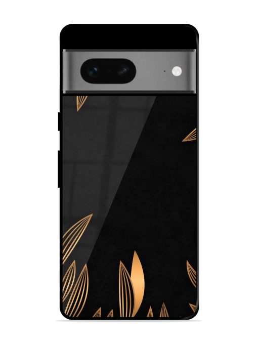 Golden Leaf Pattern Glossy Metal Phone Cover for Google Pixel 7