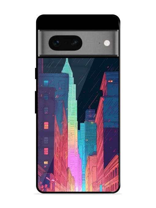 Minimal City Art Glossy Metal Phone Cover for Google Pixel 7 Zapvi