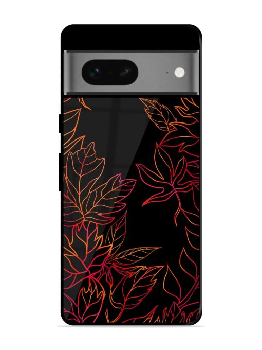 Red Floral Pattern Glossy Metal Phone Cover for Google Pixel 7 Zapvi