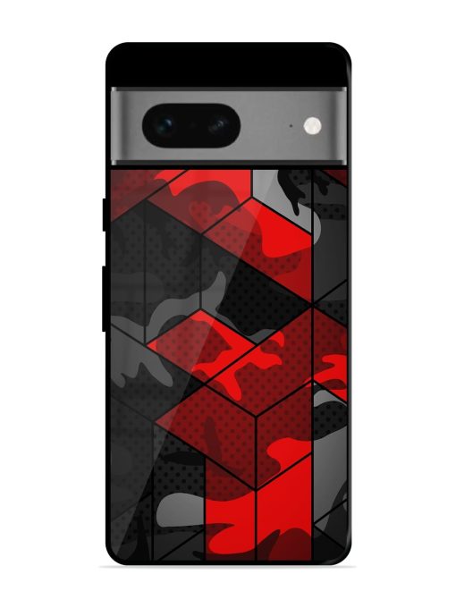 Royal Red Camouflage Pattern Glossy Metal Phone Cover for Google Pixel 7