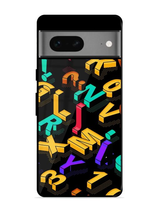 Seamless Pattern With Letters Glossy Metal Phone Cover for Google Pixel 7