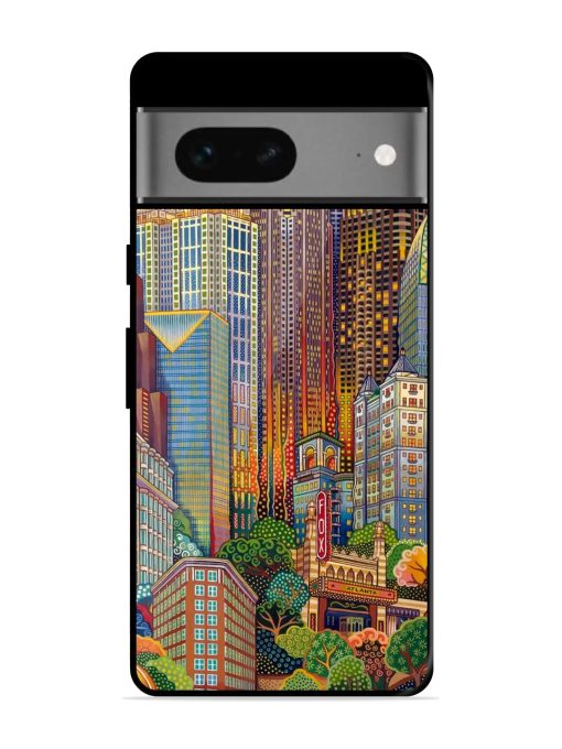 Cityscapes Art Glossy Metal Phone Cover for Google Pixel 7