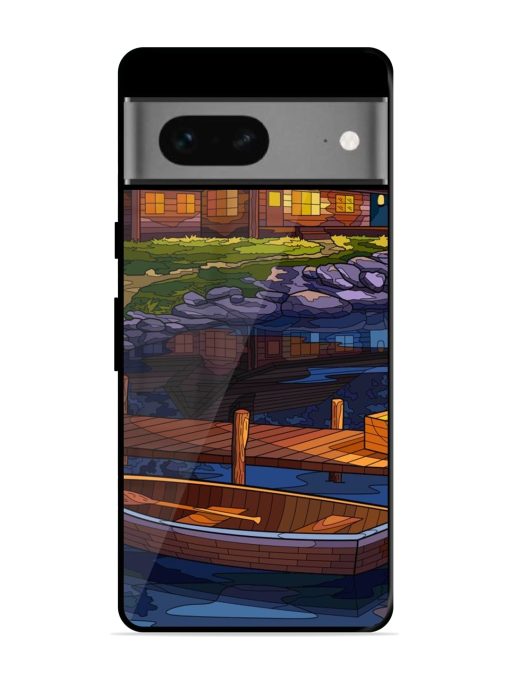 Village Night Scene Glossy Metal Phone Cover for Google Pixel 7 Zapvi