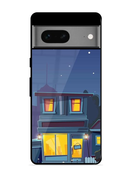 Vector Night House Glossy Metal Phone Cover for Google Pixel 7 Zapvi