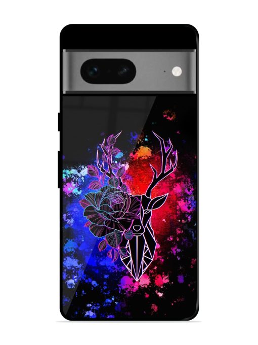 Floral Deer Art Glossy Metal Phone Cover for Google Pixel 7 Zapvi