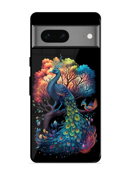 Peacock Tree Art Glossy Metal Phone Cover for Google Pixel 7