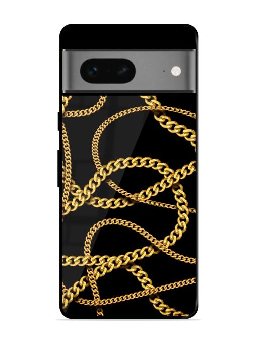 Decorative Golde Chain Glossy Metal Phone Cover for Google Pixel 7