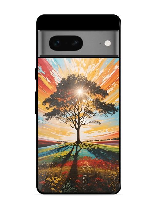 Abstract Tree Colorful Art Glossy Metal Phone Cover for Google Pixel 7 Zapvi