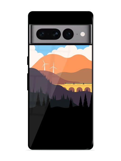 Minimal Mountain Vector Glossy Metal Phone Cover for Google Pixel 7 Pro