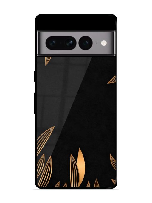 Golden Leaf Pattern Glossy Metal Phone Cover for Google Pixel 7 Pro Zapvi