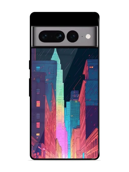 Minimal City Art Glossy Metal Phone Cover for Google Pixel 7 Pro