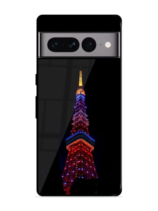 Eiffel Tower Night View Glossy Metal Phone Cover for Google Pixel 7 Pro Zapvi