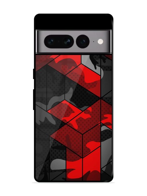 Royal Red Camouflage Pattern Glossy Metal Phone Cover for Google Pixel 7 Pro