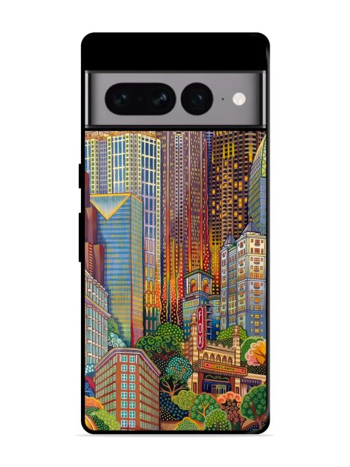 Cityscapes Art Glossy Metal Phone Cover for Google Pixel 7 Pro Zapvi