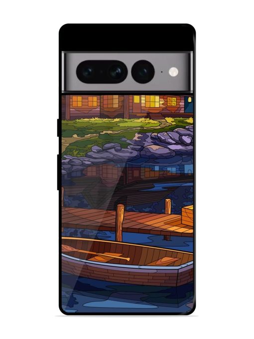 Village Night Scene Glossy Metal Phone Cover for Google Pixel 7 Pro