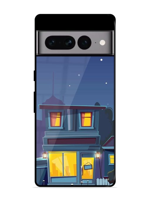 Vector Night House Glossy Metal Phone Cover for Google Pixel 7 Pro Zapvi