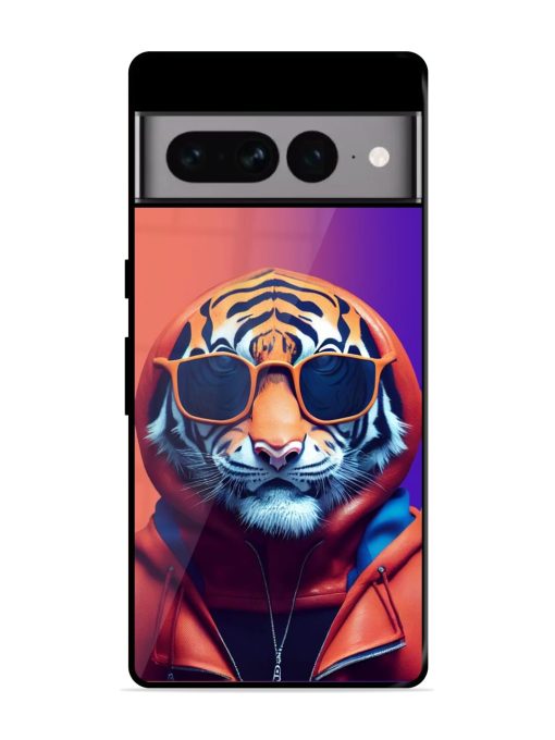 Tiger Animation Glossy Metal Phone Cover for Google Pixel 7 Pro Zapvi