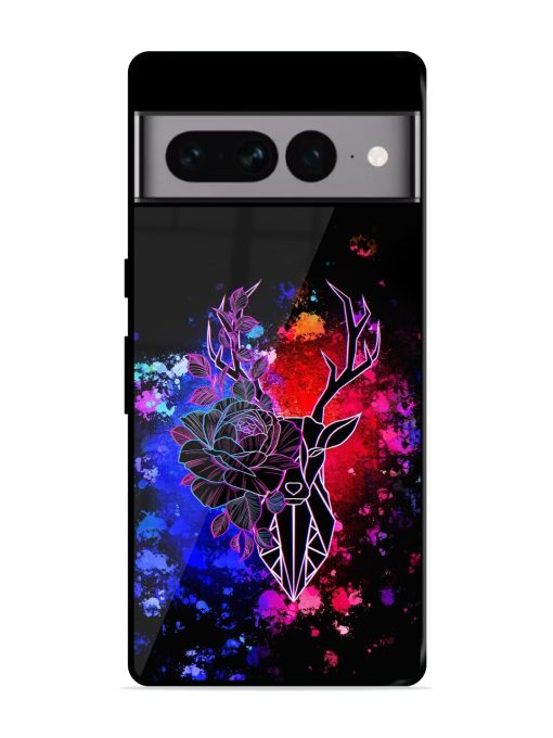 Floral Deer Art Glossy Metal Phone Cover for Google Pixel 7 Pro Zapvi