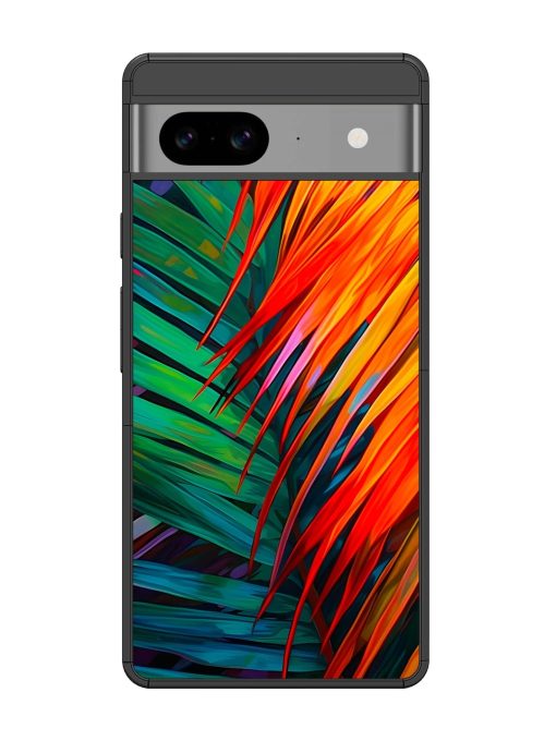 Painted Tropical Leaves Glossy Metal Phone Cover for Google Pixel 8 Zapvi