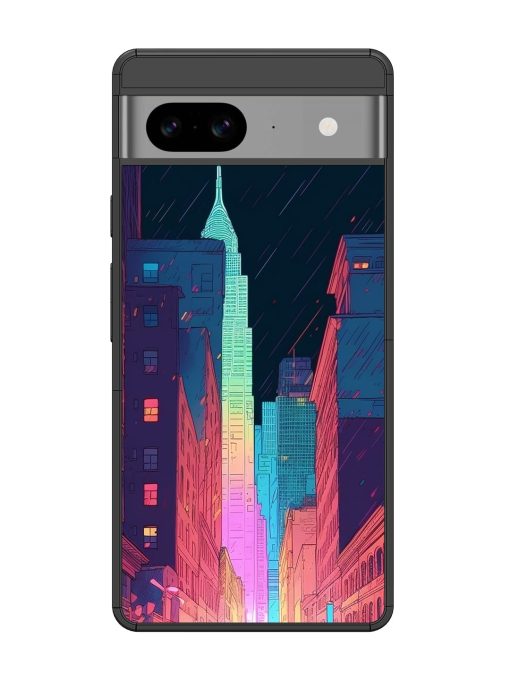 Minimal City Art Glossy Metal Phone Cover for Google Pixel 8